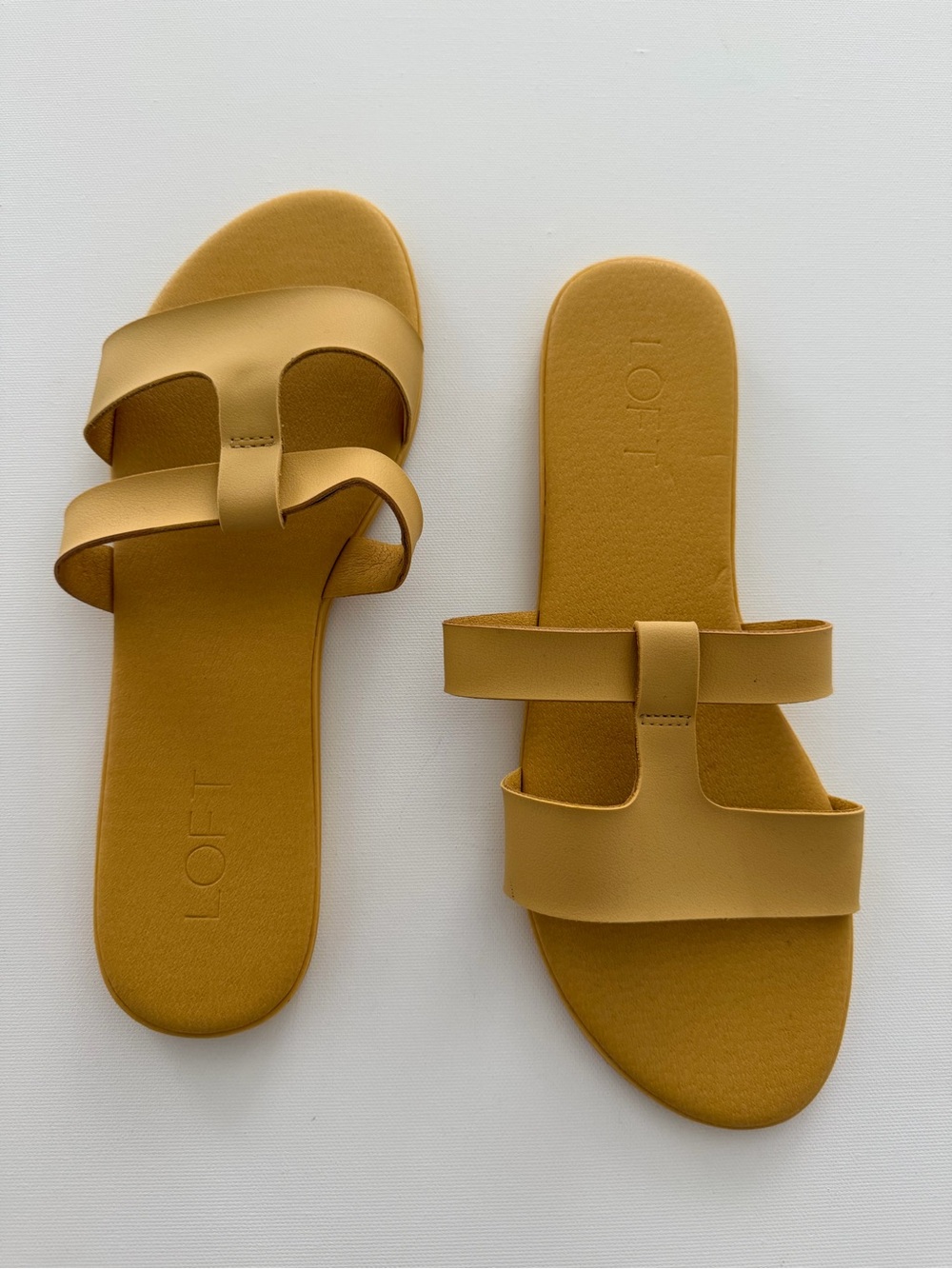 LOFT Yellow Double Strap Slide Sandals